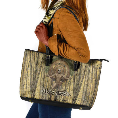 Heh and Hauhet Egyptian Leather Tote Bag Timeless Gods Design Infinity Serpent and Divine Balance Ancient