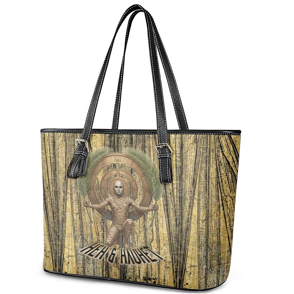 Heh and Hauhet Egyptian Leather Tote Bag Timeless Gods Design Infinity Serpent and Divine Balance Ancient