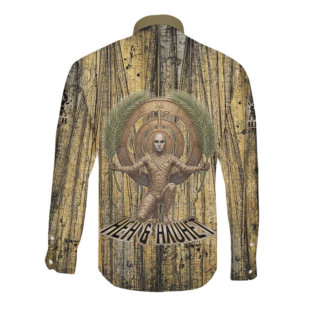 Heh and Hauhet Egyptian Long Sleeve Button Shirt Timeless Gods Design Infinity Serpent and Divine Balance Ancient