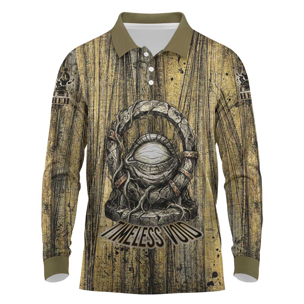 Heh and Hauhet Egyptian Long Sleeve Polo Shirt Timeless Gods Design Infinity Serpent and Divine Balance Ancient