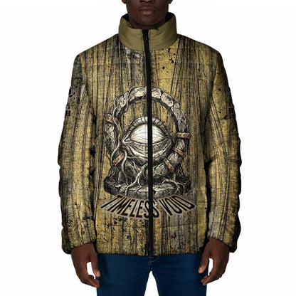 Heh and Hauhet Egyptian Padded Jacket Timeless Gods Design Infinity Serpent and Divine Balance Ancient