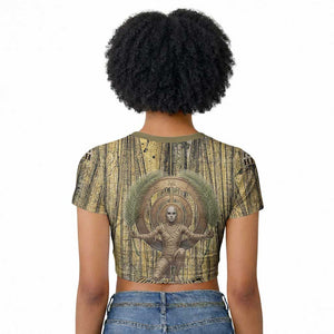 Heh and Hauhet Egyptian Raglan Cropped T shirt Timeless Gods Design Infinity Serpent and Divine Balance Ancient