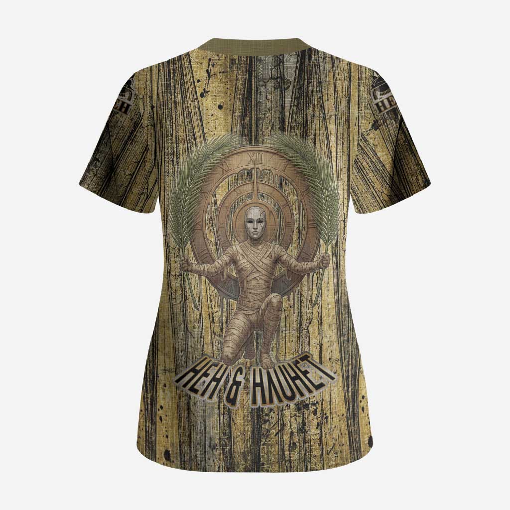 Heh and Hauhet Egyptian Scrub Top Timeless Gods Design Infinity Serpent and Divine Balance Ancient