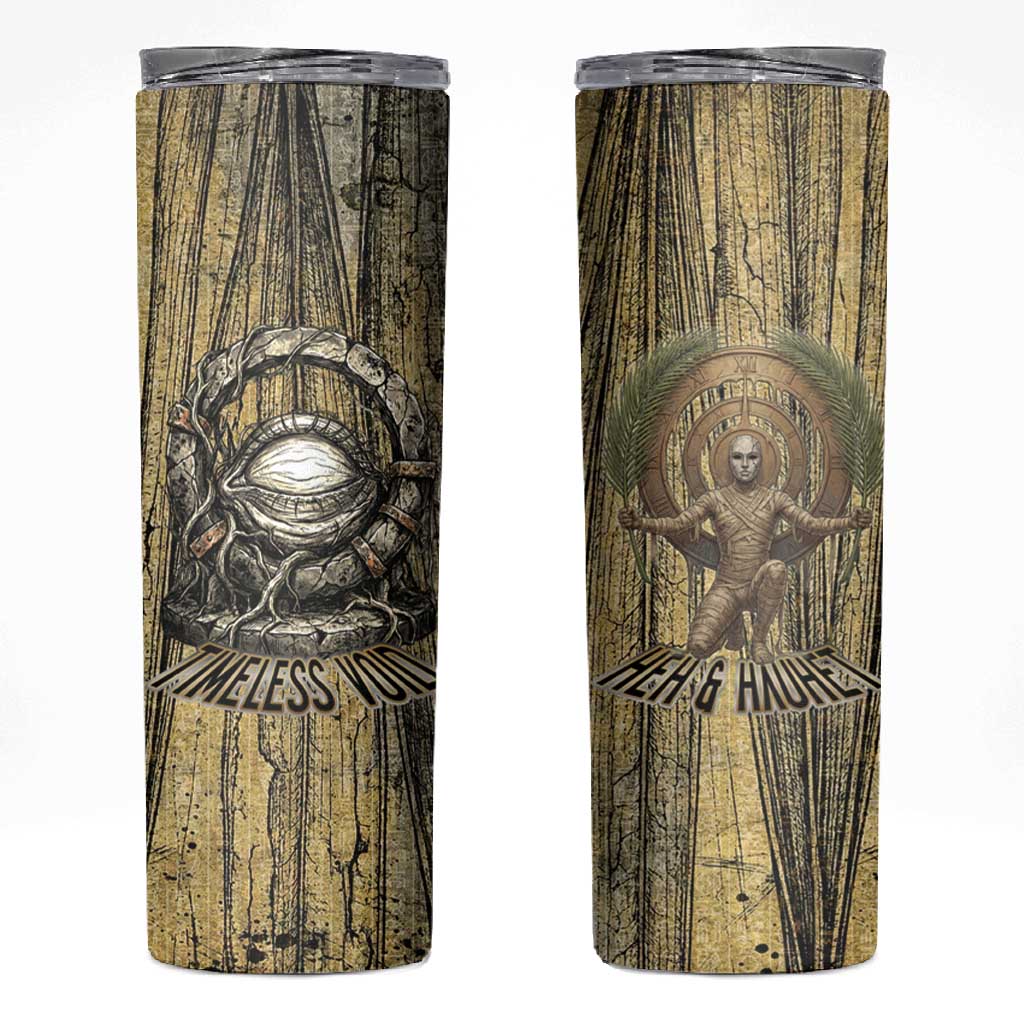 Heh and Hauhet Egyptian Skinny Tumbler Timeless Gods Design Infinity Serpent and Divine Balance Ancient