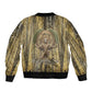 Heh and Hauhet Egyptian Sleeve Zip Bomber Jacket Timeless Gods Design Infinity Serpent and Divine Balance Ancient