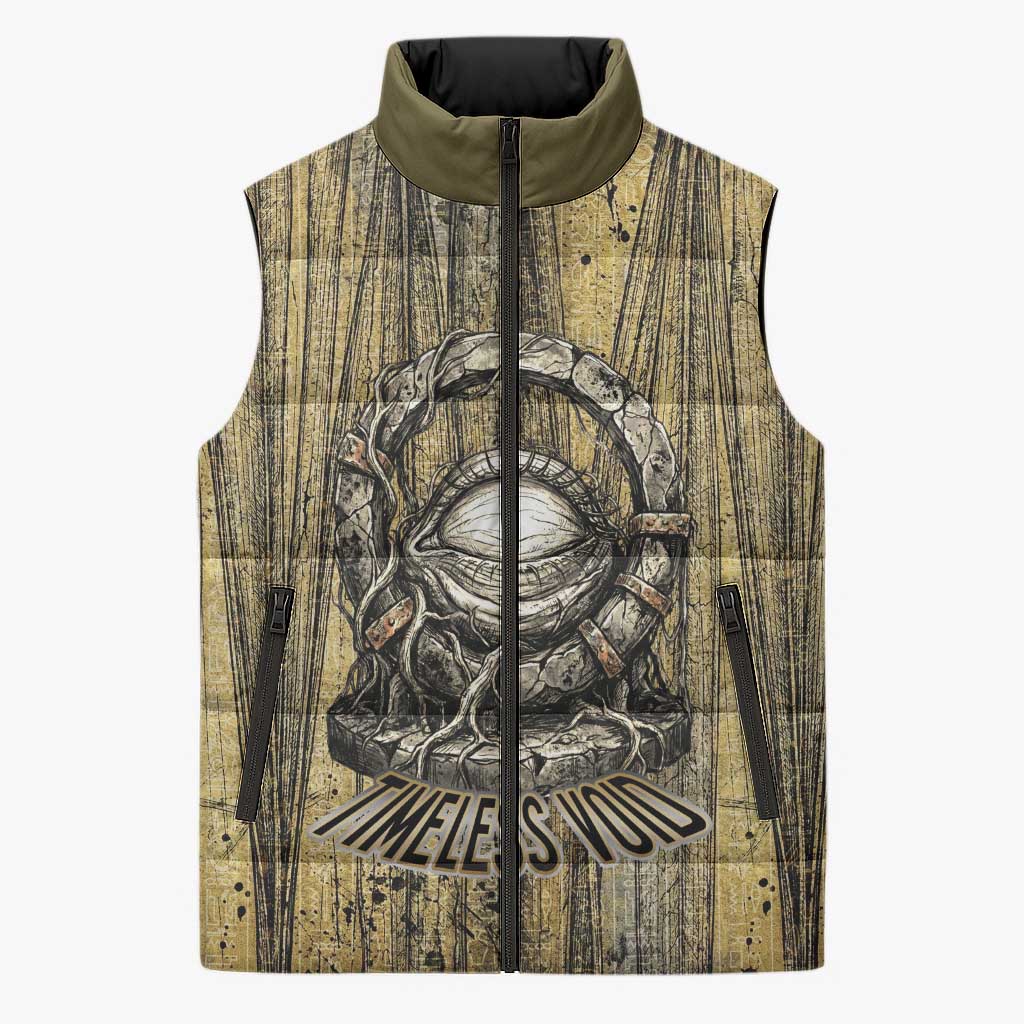 Heh and Hauhet Egyptian Sleeveless Puffer Jacket Timeless Gods Design Infinity Serpent and Divine Balance Ancient