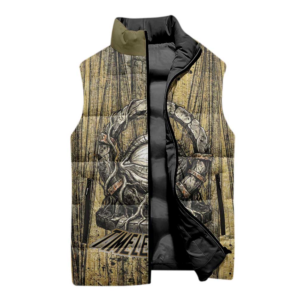 Heh and Hauhet Egyptian Sleeveless Puffer Jacket Timeless Gods Design Infinity Serpent and Divine Balance Ancient