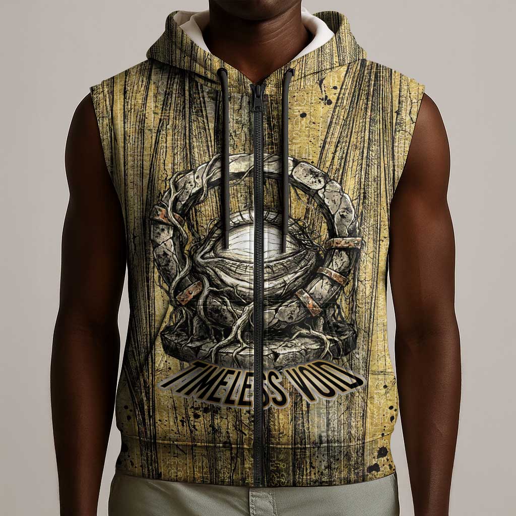 Heh and Hauhet Egyptian Sleeveless Zip Hoodie Timeless Gods Design Infinity Serpent and Divine Balance Ancient