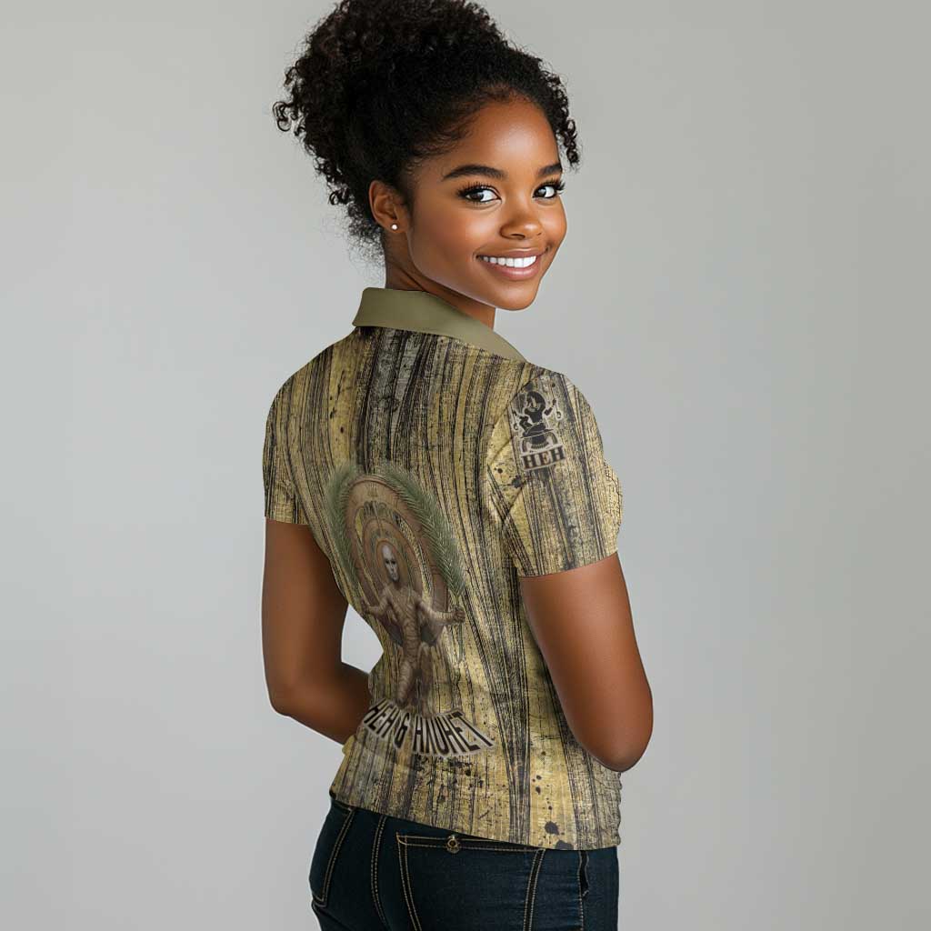 Heh and Hauhet Egyptian Women Polo Shirt Timeless Gods Design Infinity Serpent and Divine Balance Ancient