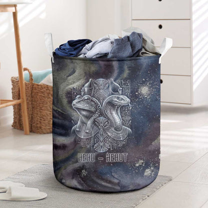 Egyptian Heh and Hauhet Laundry Basket Serpent Duo Design Cosmic Infinity and Eternal Balance Motif