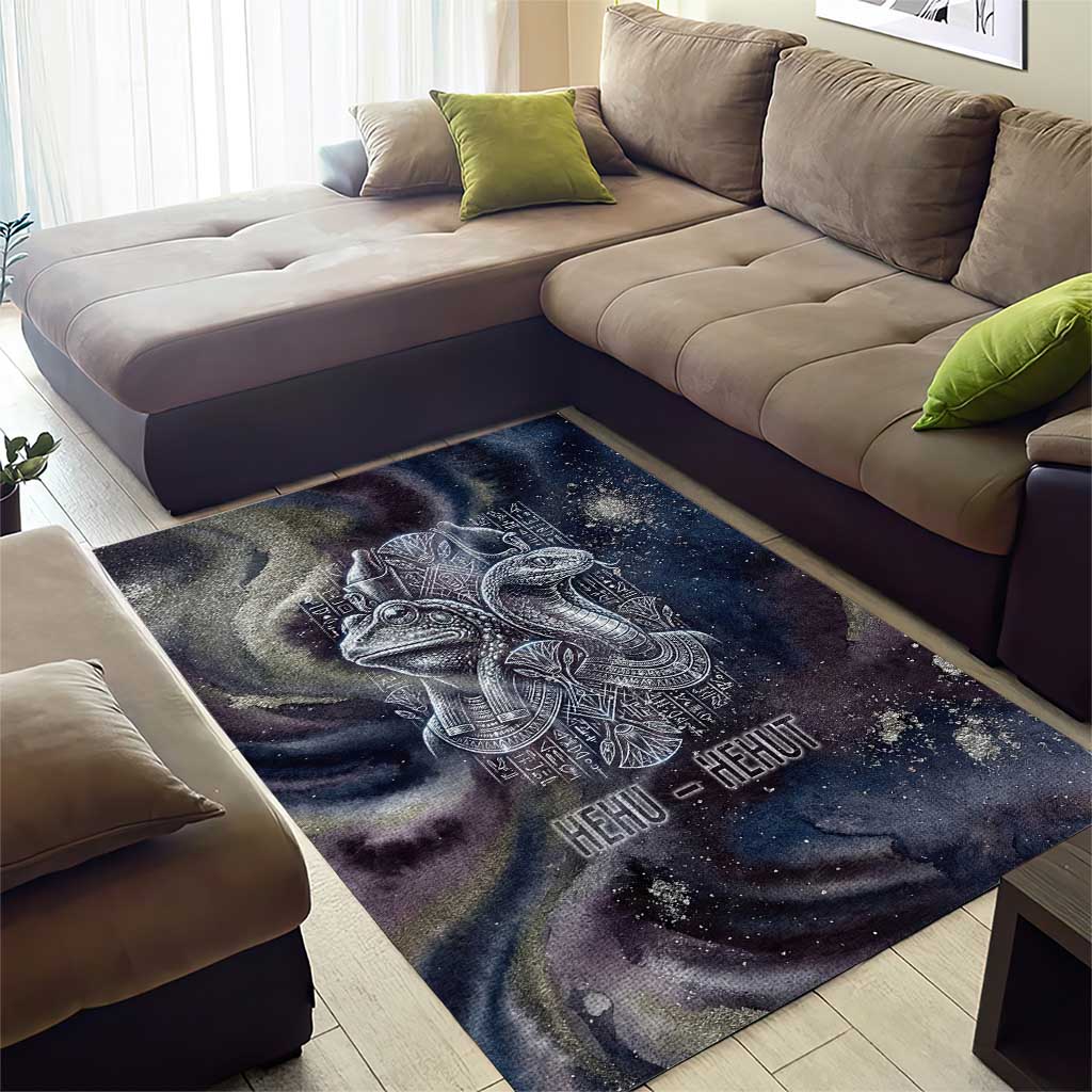 Egyptian Heh and Hauhet Area Rug Serpent Duo Design Cosmic Infinity and Eternal Balance Motif