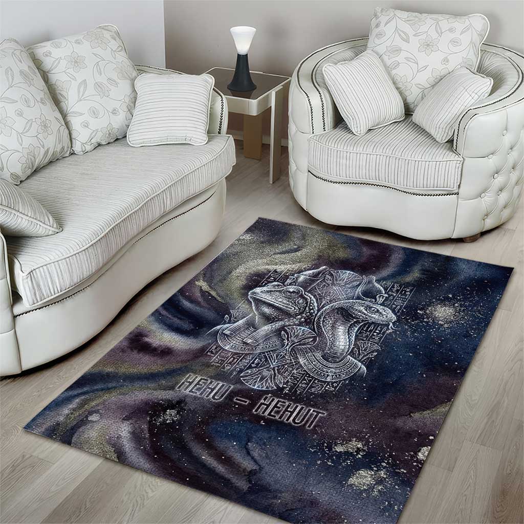 Egyptian Heh and Hauhet Area Rug Serpent Duo Design Cosmic Infinity and Eternal Balance Motif