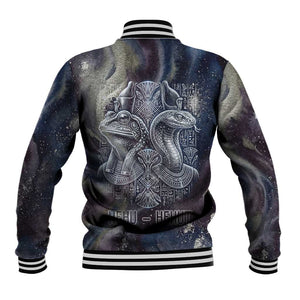 Egyptian Heh and Hauhet Baseball Jacket Serpent Duo Design Cosmic Infinity and Eternal Balance Motif