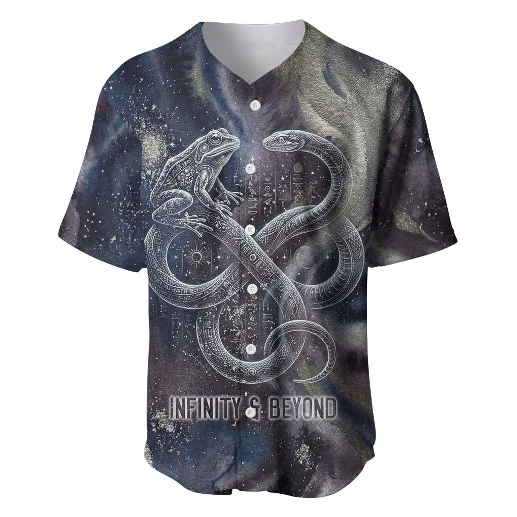 Egyptian Heh and Hauhet Baseball Jersey Serpent Duo Design Cosmic Infinity and Eternal Balance Motif