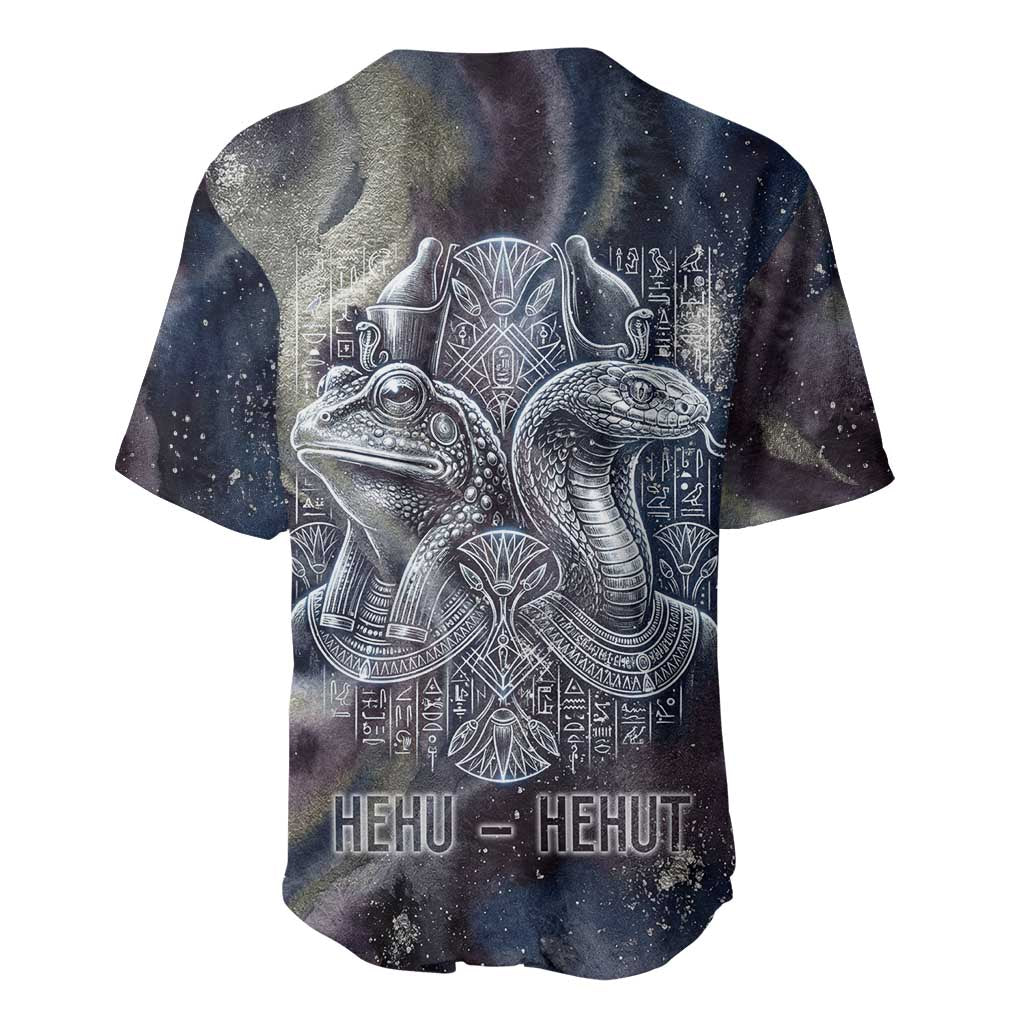 Egyptian Heh and Hauhet Baseball Jersey Serpent Duo Design Cosmic Infinity and Eternal Balance Motif
