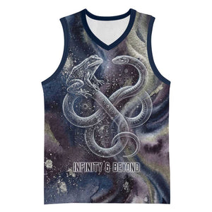 Egyptian Heh and Hauhet Basketball Jersey Serpent Duo Design Cosmic Infinity and Eternal Balance Motif