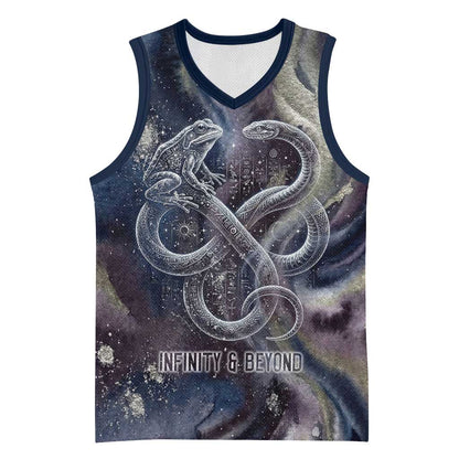 Egyptian Heh and Hauhet Basketball Jersey Serpent Duo Design Cosmic Infinity and Eternal Balance Motif