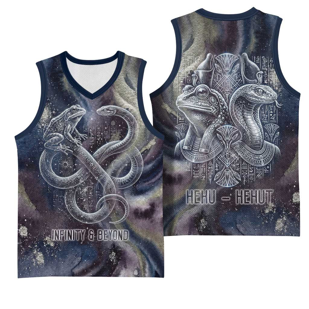 Egyptian Heh and Hauhet Basketball Jersey Serpent Duo Design Cosmic Infinity and Eternal Balance Motif