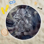 Egyptian Heh and Hauhet Beach Blanket Serpent Duo Design Cosmic Infinity and Eternal Balance Motif