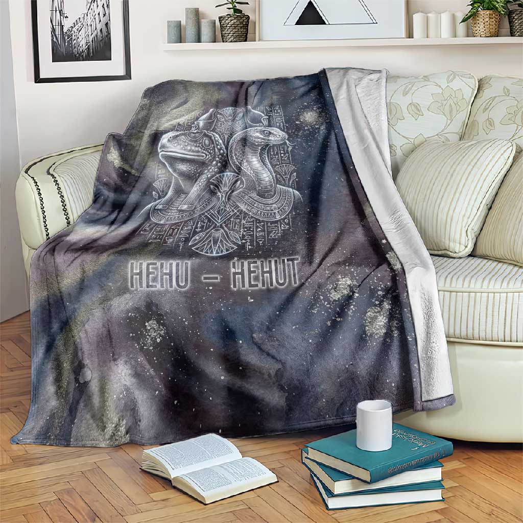 Egyptian Heh and Hauhet Blanket Serpent Duo Design Cosmic Infinity and Eternal Balance Motif