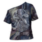Egyptian Heh and Hauhet Cross Shoulder Shirt Serpent Duo Design Cosmic Infinity and Eternal Balance Motif