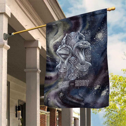 Egyptian Heh and Hauhet Garden Flag Serpent Duo Design Cosmic Infinity and Eternal Balance Motif