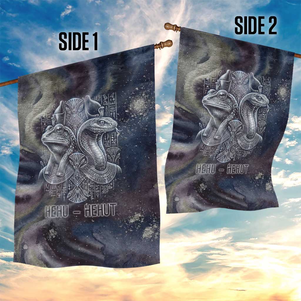 Egyptian Heh and Hauhet Garden Flag Serpent Duo Design Cosmic Infinity and Eternal Balance Motif