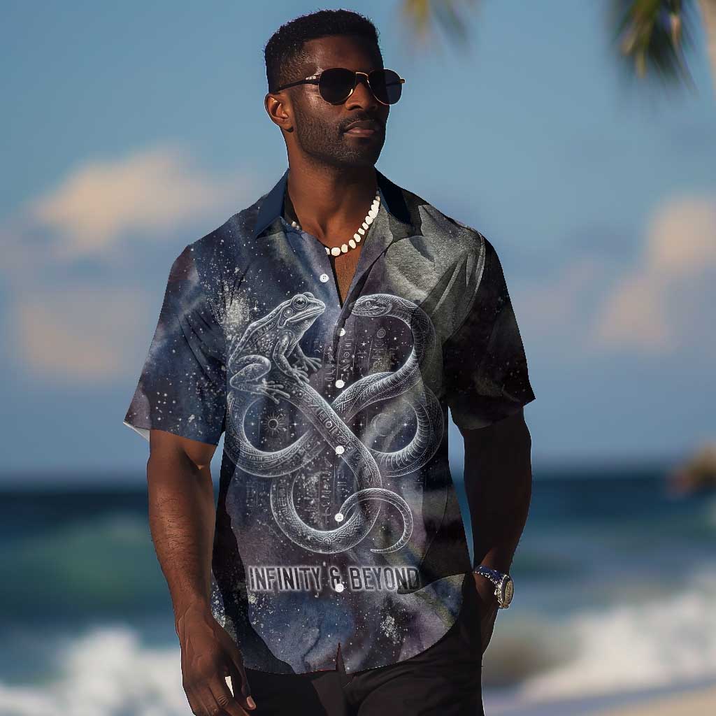 Egyptian Heh and Hauhet Hawaiian Shirt Serpent Duo Design Cosmic Infinity and Eternal Balance Motif