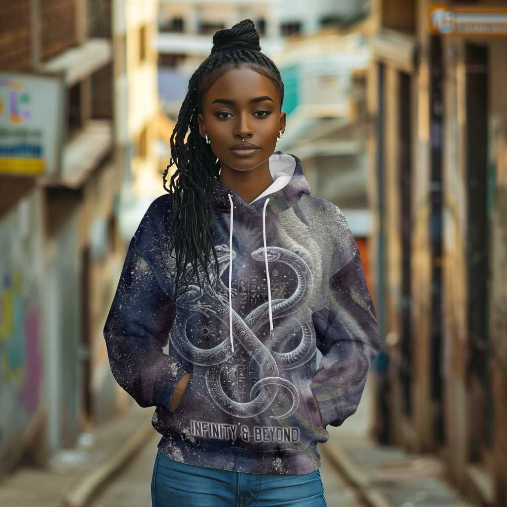 Egyptian Heh and Hauhet Hoodie Serpent Duo Design Cosmic Infinity and Eternal Balance Motif