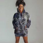 Egyptian Heh and Hauhet Hoodie Dress Serpent Duo Design Cosmic Infinity and Eternal Balance Motif