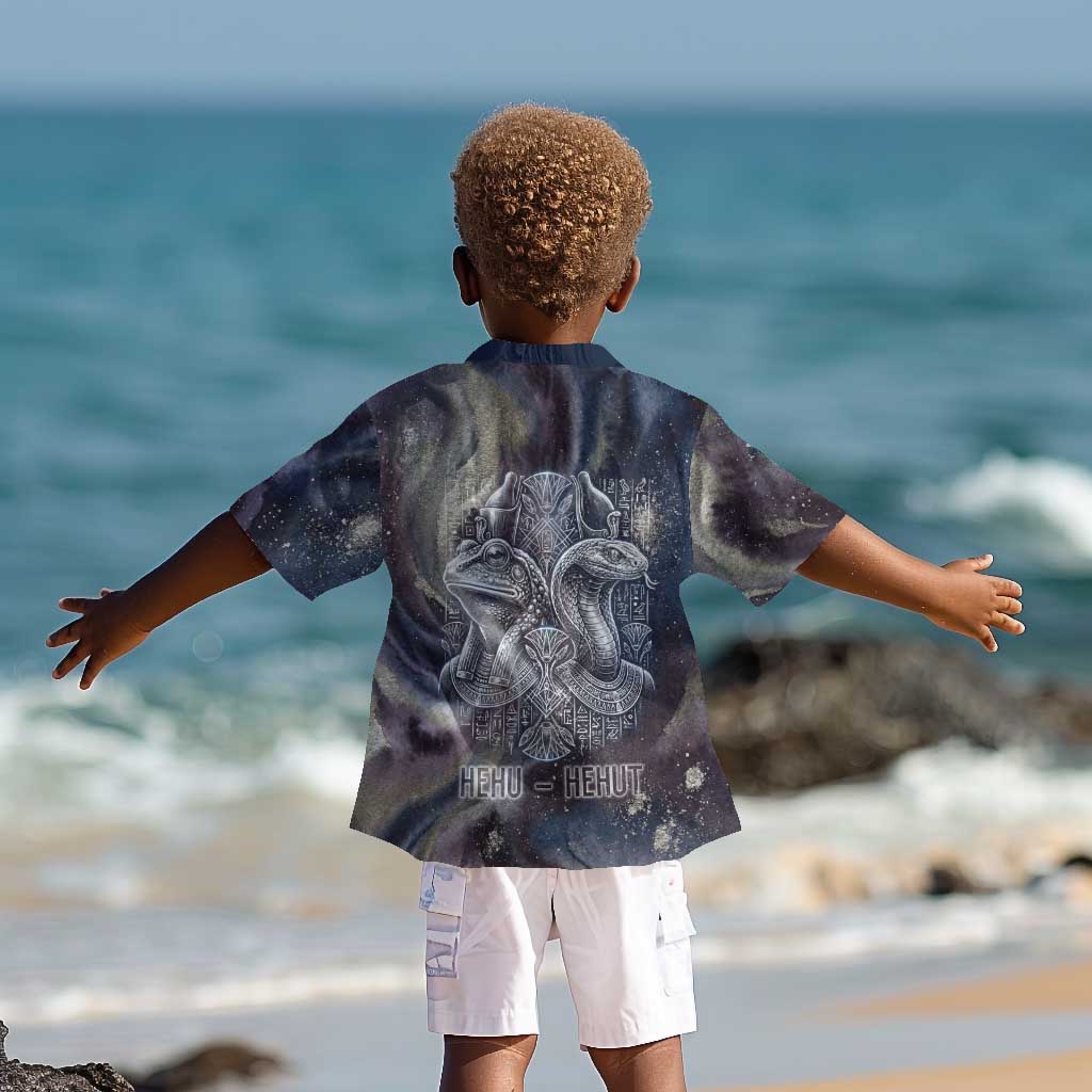 Egyptian Heh and Hauhet Kid Hawaiian Shirt Serpent Duo Design Cosmic Infinity and Eternal Balance Motif