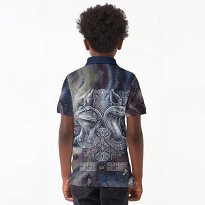 Egyptian Heh and Hauhet Kid Polo Shirt Serpent Duo Design Cosmic Infinity and Eternal Balance Motif