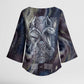 Egyptian Heh and Hauhet Kimono Sleeve Blouse Serpent Duo Design Cosmic Infinity and Eternal Balance Motif