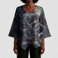 Egyptian Heh and Hauhet Kimono Sleeve Blouse Serpent Duo Design Cosmic Infinity and Eternal Balance Motif