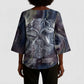 Egyptian Heh and Hauhet Kimono Sleeve Blouse Serpent Duo Design Cosmic Infinity and Eternal Balance Motif