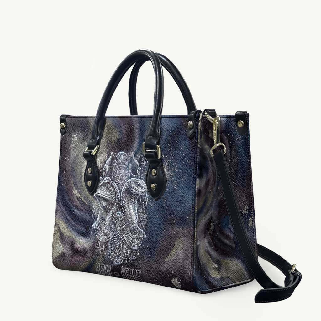 Egyptian Heh and Hauhet Leather Bag Serpent Duo Design Cosmic Infinity and Eternal Balance Motif