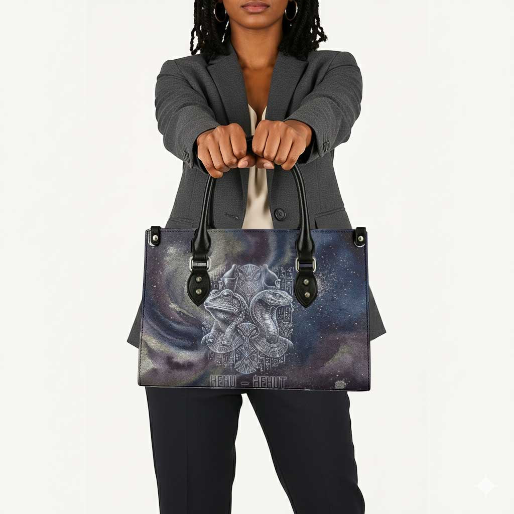 Egyptian Heh and Hauhet Leather Bag Serpent Duo Design Cosmic Infinity and Eternal Balance Motif