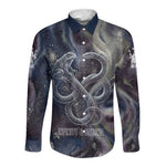 Egyptian Heh and Hauhet Long Sleeve Button Shirt Serpent Duo Design Cosmic Infinity and Eternal Balance Motif