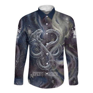 Egyptian Heh and Hauhet Long Sleeve Button Shirt Serpent Duo Design Cosmic Infinity and Eternal Balance Motif