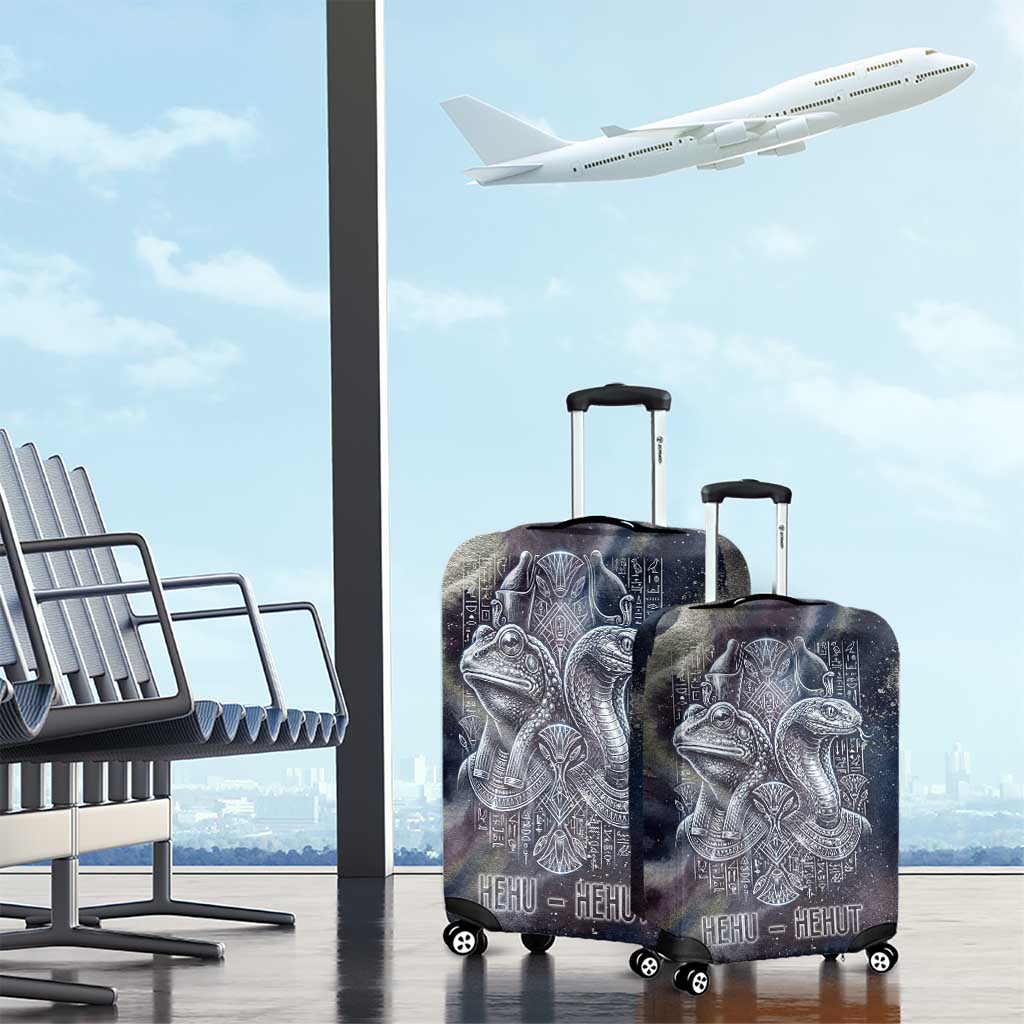 Egyptian Heh and Hauhet Luggage Cover Serpent Duo Design Cosmic Infinity and Eternal Balance Motif