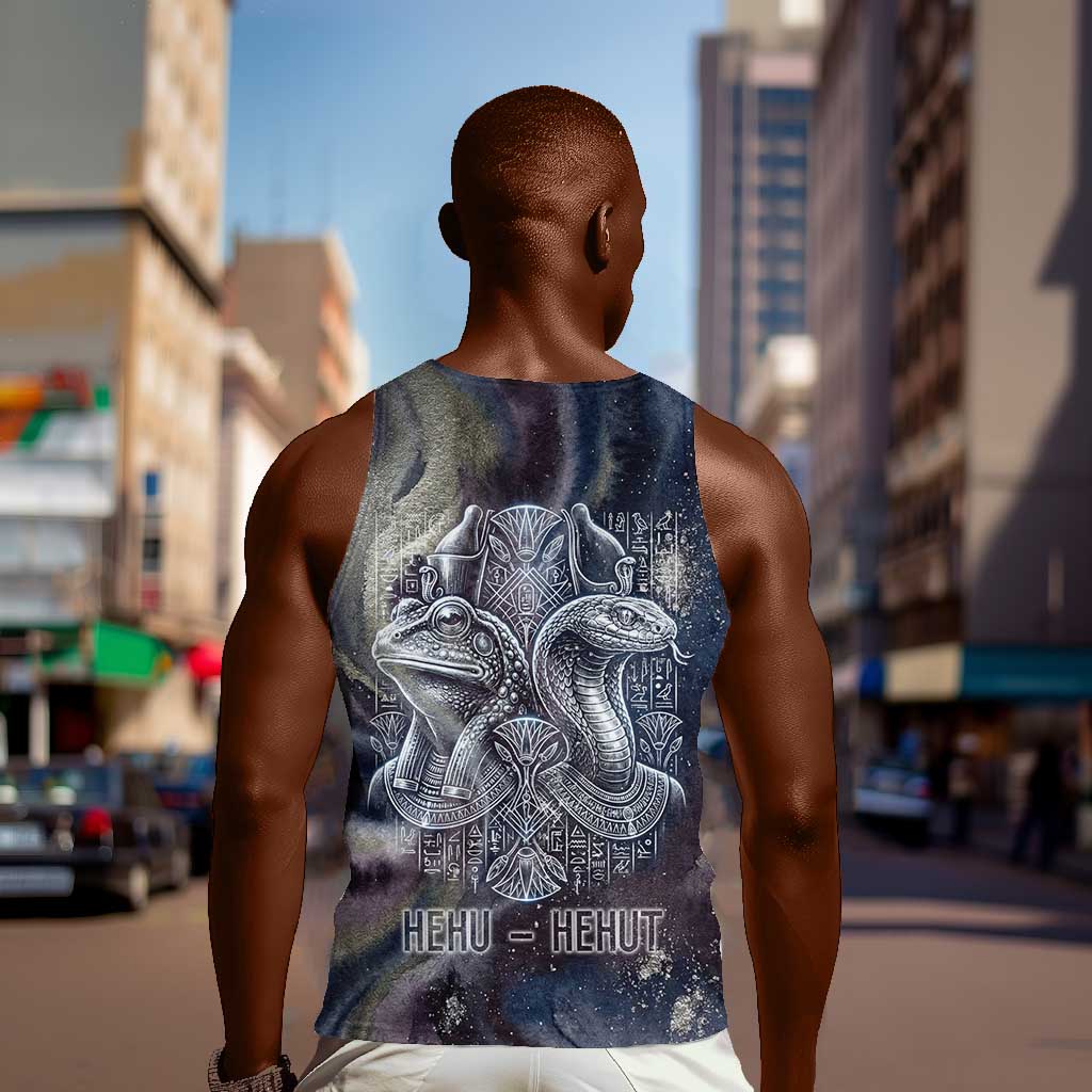 Egyptian Heh and Hauhet Men Tank Top Serpent Duo Design Cosmic Infinity and Eternal Balance Motif