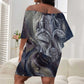 Egyptian Heh and Hauhet Off Shoulder Short Dress Serpent Duo Design Cosmic Infinity and Eternal Balance Motif