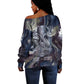 Egyptian Heh and Hauhet Off Shoulder Sweater Serpent Duo Design Cosmic Infinity and Eternal Balance Motif