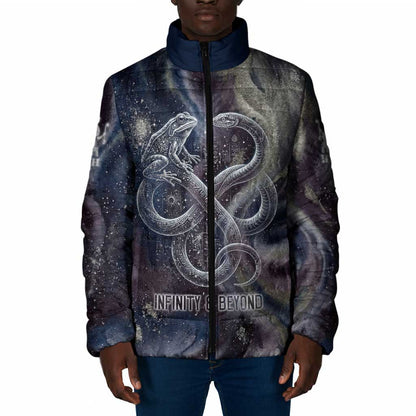 Egyptian Heh and Hauhet Padded Jacket Serpent Duo Design Cosmic Infinity and Eternal Balance Motif