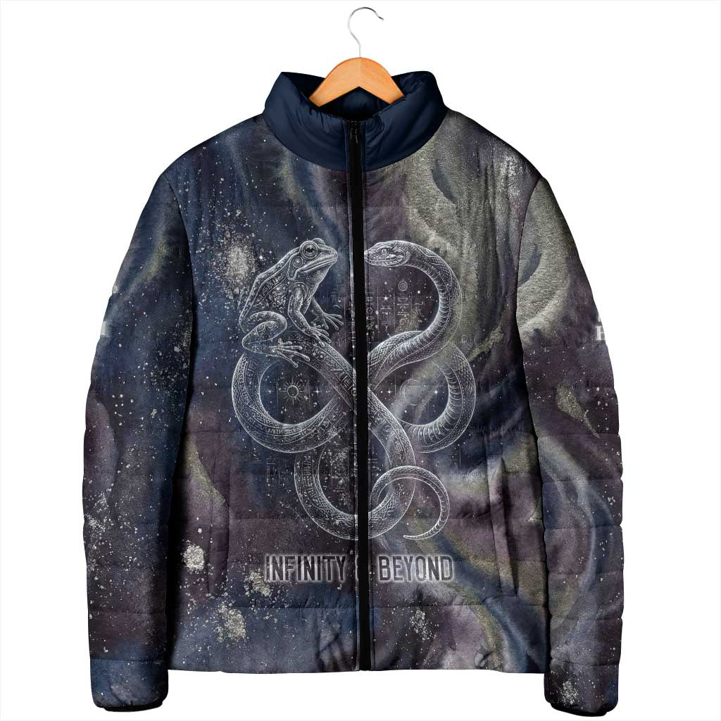 Egyptian Heh and Hauhet Padded Jacket Serpent Duo Design Cosmic Infinity and Eternal Balance Motif