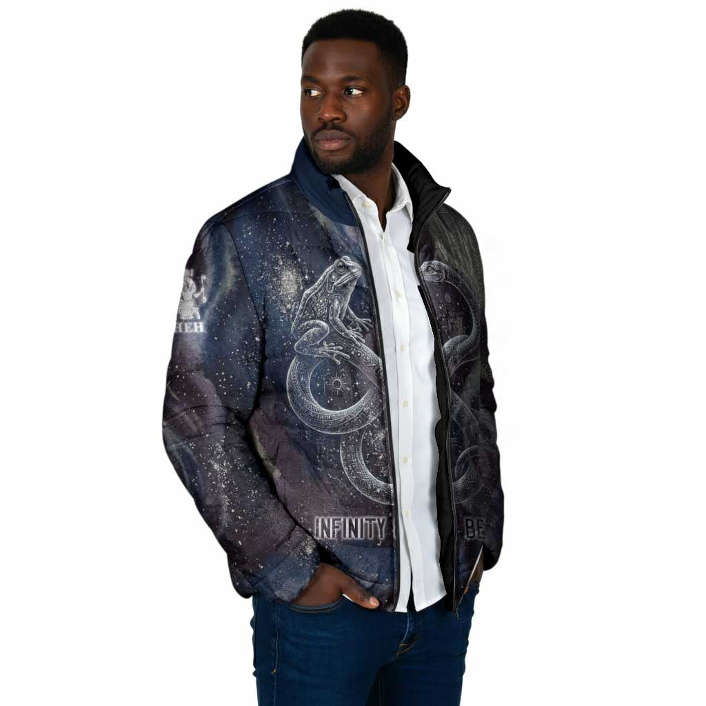Egyptian Heh and Hauhet Padded Jacket Serpent Duo Design Cosmic Infinity and Eternal Balance Motif
