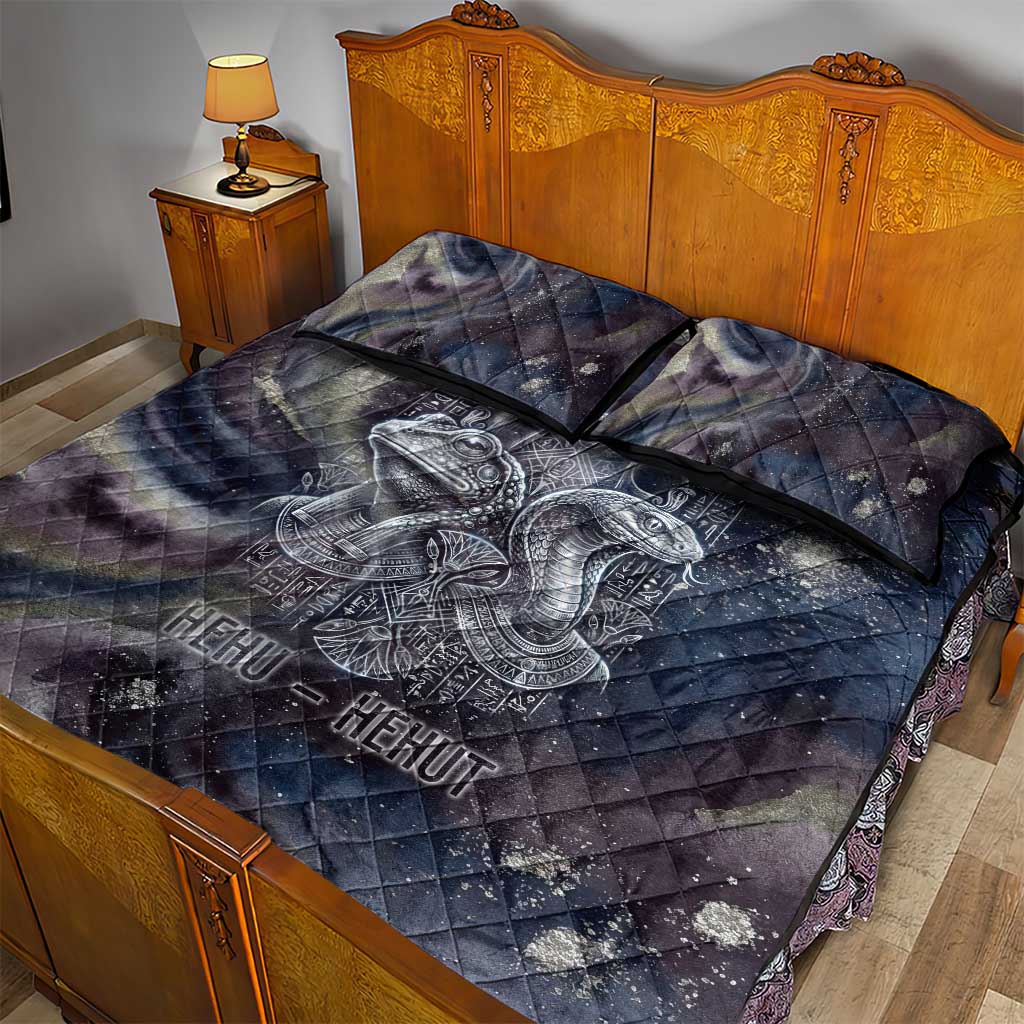 Egyptian Heh and Hauhet Quilt Bed Set Serpent Duo Design Cosmic Infinity and Eternal Balance Motif
