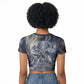 Egyptian Heh and Hauhet Raglan Cropped T shirt Serpent Duo Design Cosmic Infinity and Eternal Balance Motif