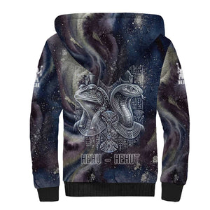 Egyptian Heh and Hauhet Sherpa Hoodie Serpent Duo Design Cosmic Infinity and Eternal Balance Motif