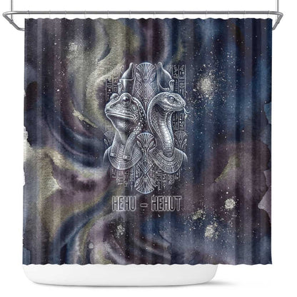 Egyptian Heh and Hauhet Shower Curtain Serpent Duo Design Cosmic Infinity and Eternal Balance Motif